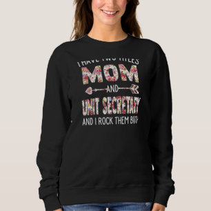 Womens I Have Two Titles Mom & Unit Secretary Moth Sweatshirt