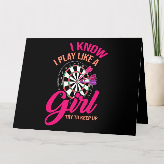 Womens I Know I Play Like A Girl Try To Keep Up Da Card (Front)