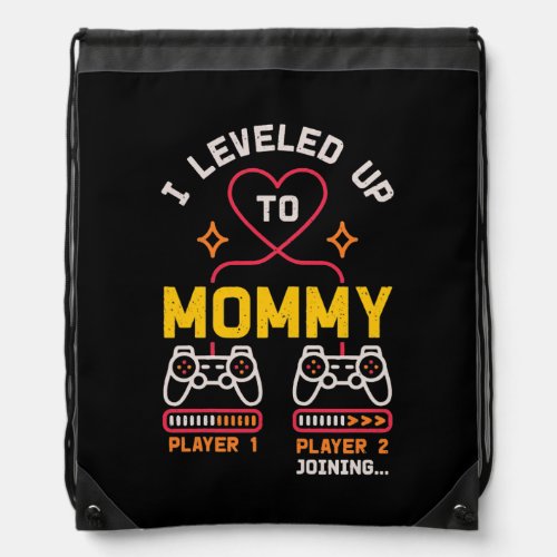 Womens I Leveled Up to Mommy Two Players Video Drawstring Bag
