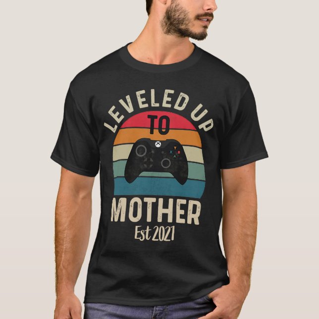 Womens I Leveled up to Mother Again  Promoted To M T-Shirt (Front)