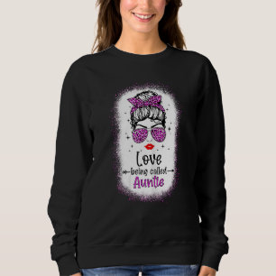 Womens I Love Being Called Auntie Leopard Messy Bu Sweatshirt