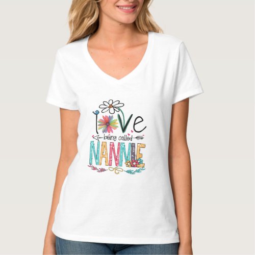 Womens I Love Being Called Nannie Sunflower Mother T_Shirt