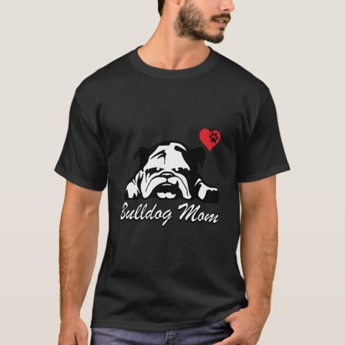 Womens I Love My Bulldog Mom Design English Bulldo T_Shirt