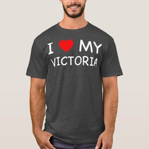 Womens I Love My Victoria Red Heart VNeck  T_Shirt