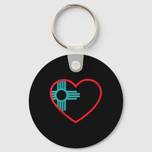 Womens I Love New Mexico Heart Zia Symbol New Mexi Keychain