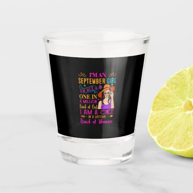 Womens I’m a September Girl | Birthday Gift Shot Glass (Front)