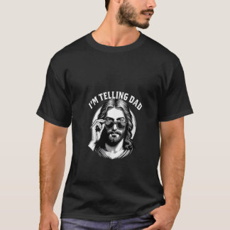 Womens I m telling dad Jesus wearing sunglasses V  T-Shirt