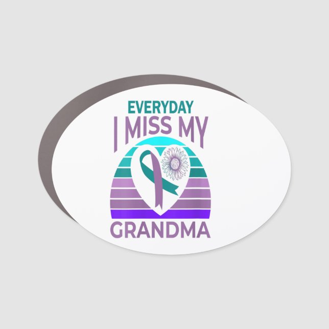 Womens I Miss My Grandma Heart Suicide Awareness Car Magnet (Front)