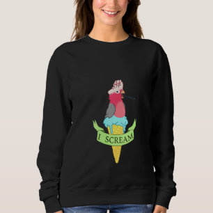 Womens  I Scream Birb Memes Doodle Ice Cream Galah Sweatshirt