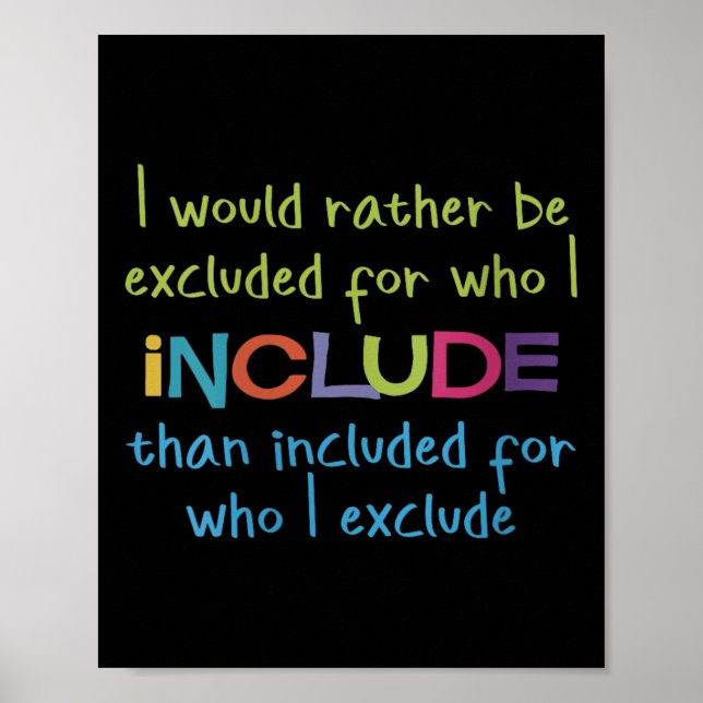 Womens I Would Rather Be Excluded For Who I Includ Poster (Front)