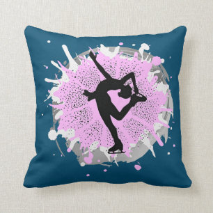 Womens Ice Skating Skater Figure Dancer Dancing Throw Pillow
