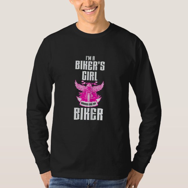 Womens I'm a biker's girl badess like my biker mot T-Shirt (Front)
