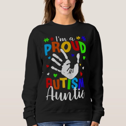 Womens I'm A Proud Autism Auntie Cute Autism Aware Sweatshirt