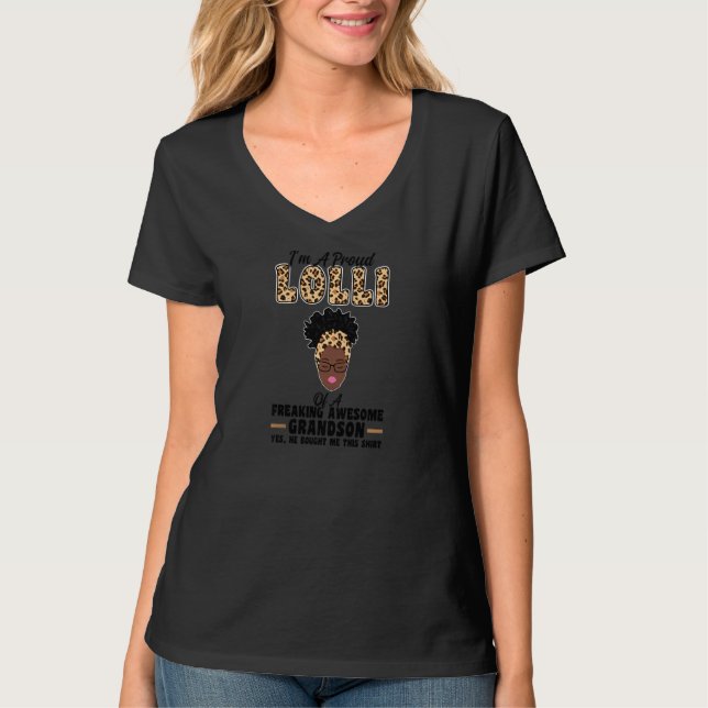 Womens I'm a proud lolli of a awesome grandson gra T-Shirt (Front)