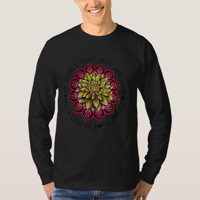 Womens I'm Mostly Peace Love And Light Go Yoga Flo T-Shirt (Front)