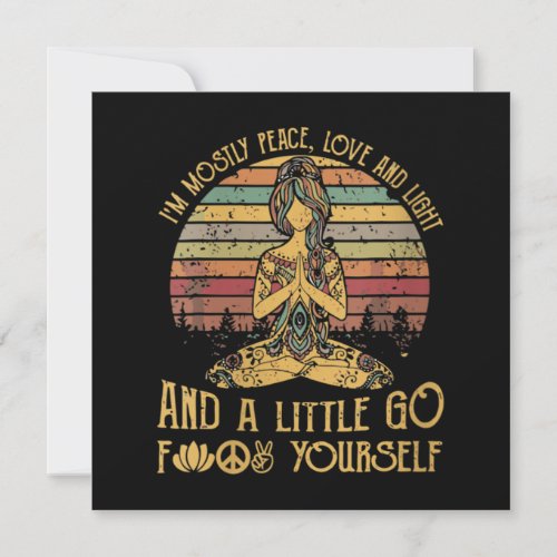 Womens Im Mostly Peace Love And Light yoga Thank You Card
