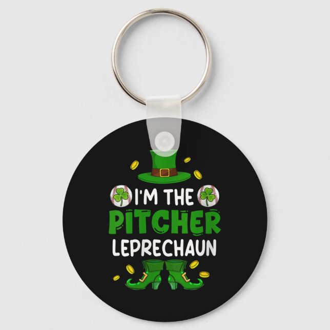 Womens Im Pitcher Baseball St. Patricks Day Boy Sh Keychain (Front)