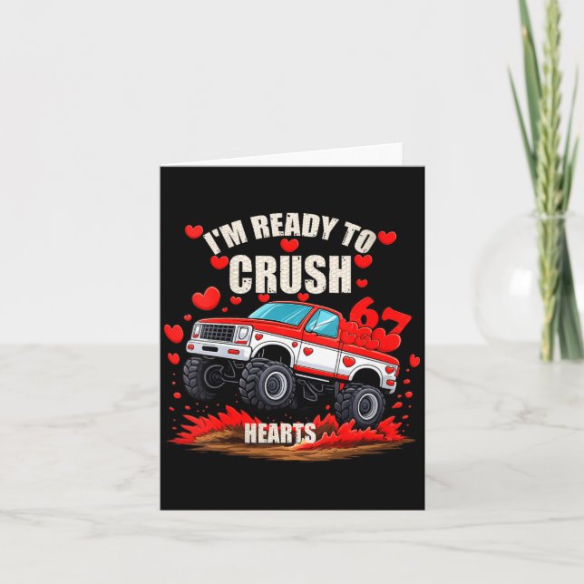 Women's I'm Ready To Crush 6 7 Hearts Truck Funny  Card (Front)