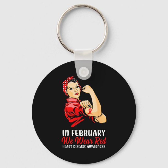 Womens In February We Wear Red - Heart Disease Awa Keychain (Front)