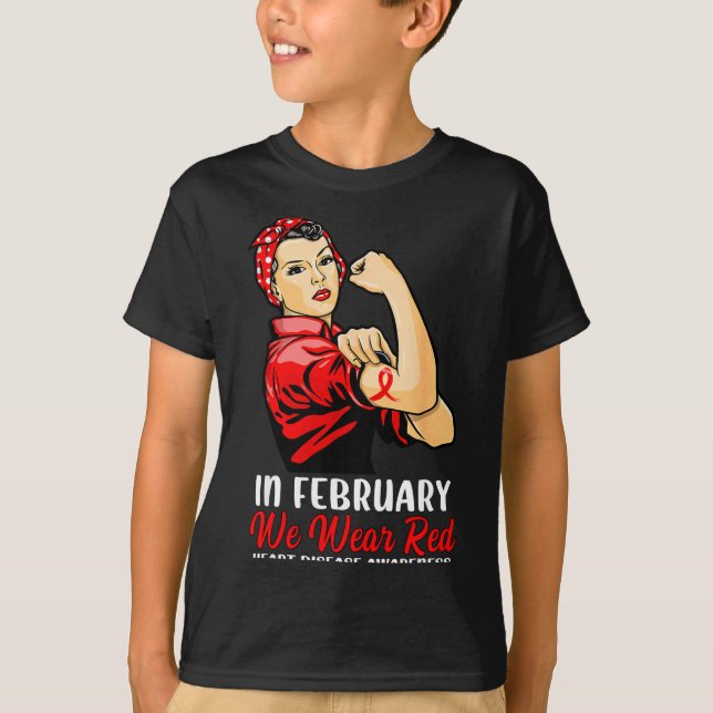 Womens In February We Wear Red - Heart Disease Awa T-Shirt (Front)
