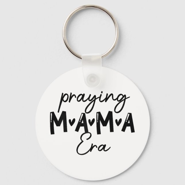 Womens In My Praying Mama Era Mom Christian Mother Keychain (Front)
