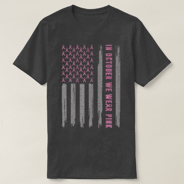 Womens In October We Wear Pink Breast Cancer Aware T-Shirt (Design Front)