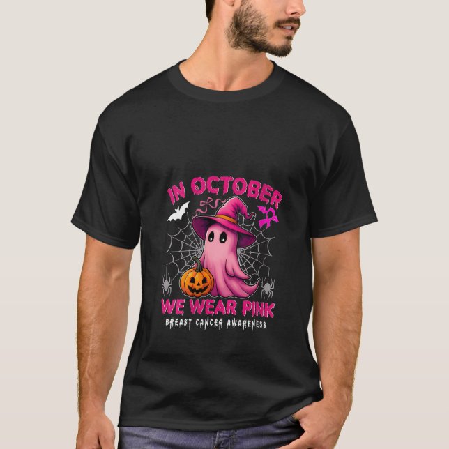Womens In October We Wear Pink Breast Cancer Aware T-Shirt (Front)