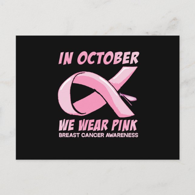 Womens In October We Wear Pink Dragonfly Breast Invitation Postcard (Front)