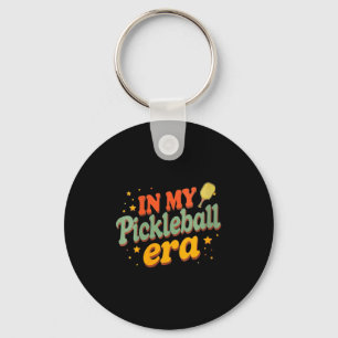 Women's in pickleball era retro pickle player keychain