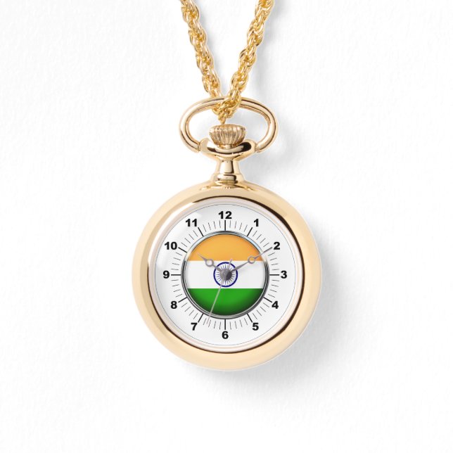 Women's India Flag Wraparound Gold Watch (Front)
