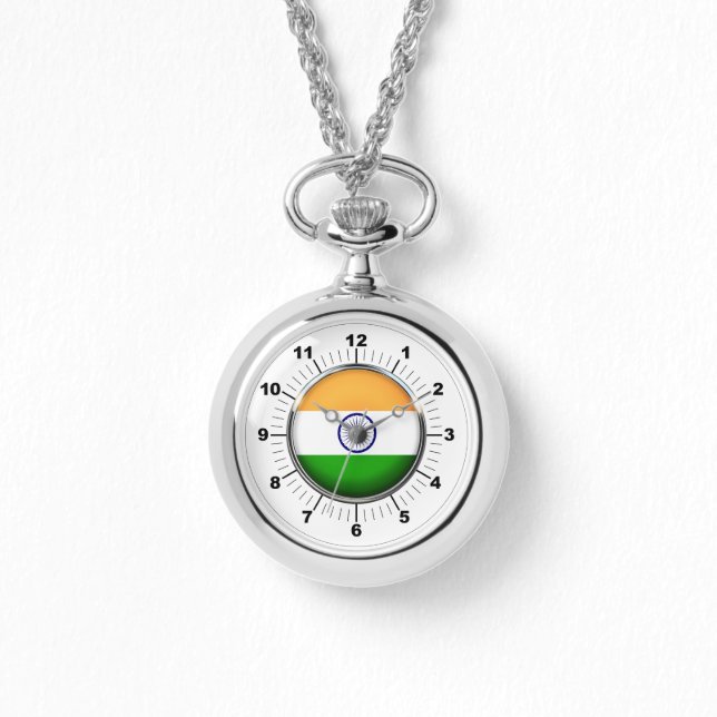Women's India Flag Wraparound Silver Watch (Front)