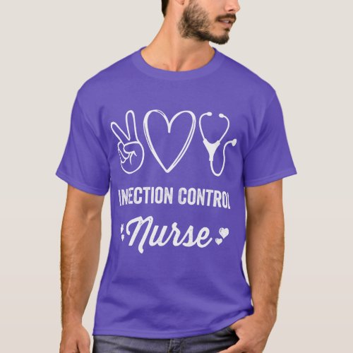 Womens Infection Control Nurse Heart Stethoscope V T_Shirt