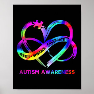 Womens Infinity Heart Autism Awareness Accept Embr Poster
