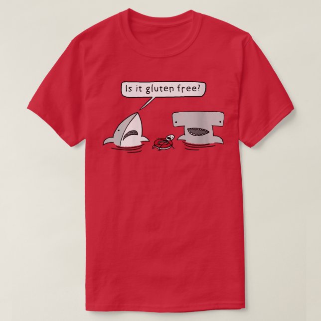 Womens Is It Gluten Free Two Sharks Graphic VNeck  T-Shirt (Design Front)