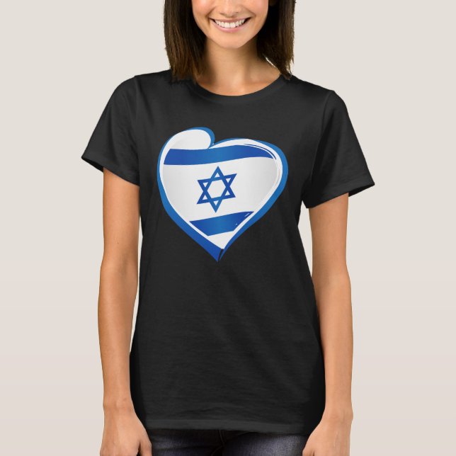 WOMENS, Israel Flag Heart T-Shirt (Front)