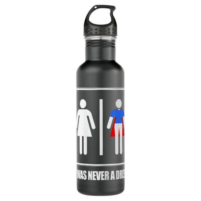 Womens It Was Never A Dress Superhero Women's Powe Stainless Steel Water Bottle (Front)