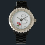 *~* Women's Italia Map Italy Roses Rhinestones Watch<br><div class="desc">Energy Enhanced ELEGANT CLASSY WHITE BLACK GREEN RED ITALIAN ITALY MAP WOMEN's WATCH : PERSONALIZE if desired with your INITIALS. The watch has a BLACK STRAP and the face is surrounded in SPARKLY RHINESTONES. The colors of the ITALIAN FLAG are clearly present in this design. GREEN WHITE and RED. ITALY...</div>