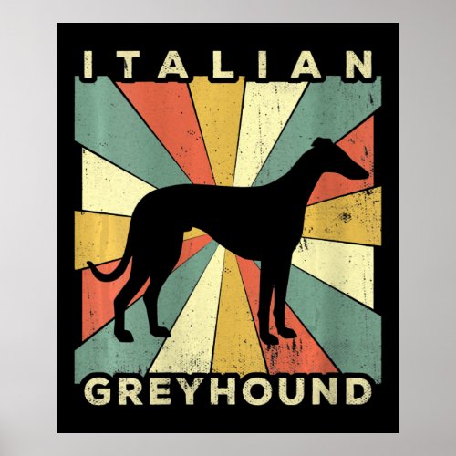 Womens Italian Greyhound Dog 70s Gift Poster