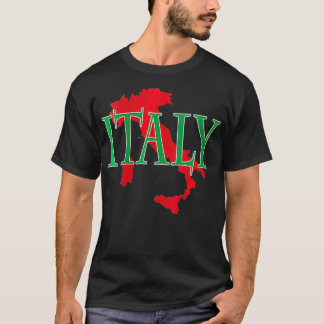 Womens Italy Red Shape Green Tet VNeck  T-Shirt