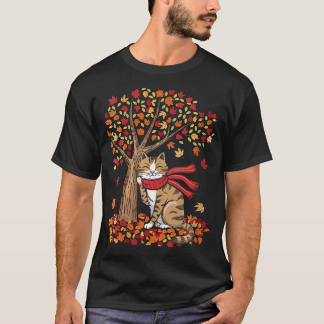 Womens It'S Fall Y'All Cat Leaf Fall Tree Hello Au T-Shirt (Front)