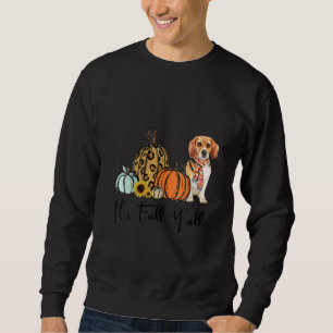 Womens It's Fall Y'all Yellow Beagle Dog Leopard P Sweatshirt