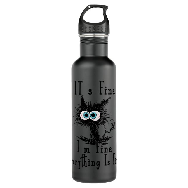 Womens It's Fine I'm Fine Everything Is Fine Funny Stainless Steel Water Bottle (Front)