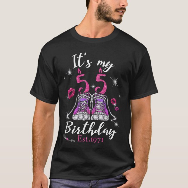 Womens Its My 55th Birthday Sneakers Est 1971 55 Y T-Shirt (Front)