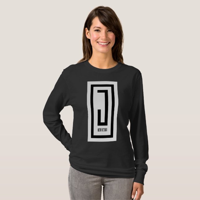 womens j wear design long sleeve black tee (Front Full)