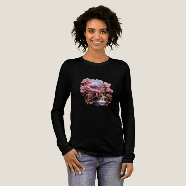 Women's Japanese Waterfall Long-sleeved Tshirt  (Full Front)