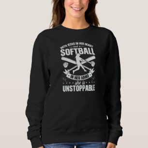 Womens Jesus In Her Heart A Softball In Her Hand S Sweatshirt