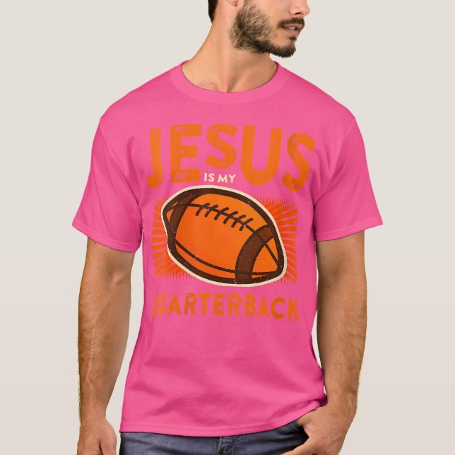 Womens Jesus Is My Quarterback Christian Football T-Shirt (Front)