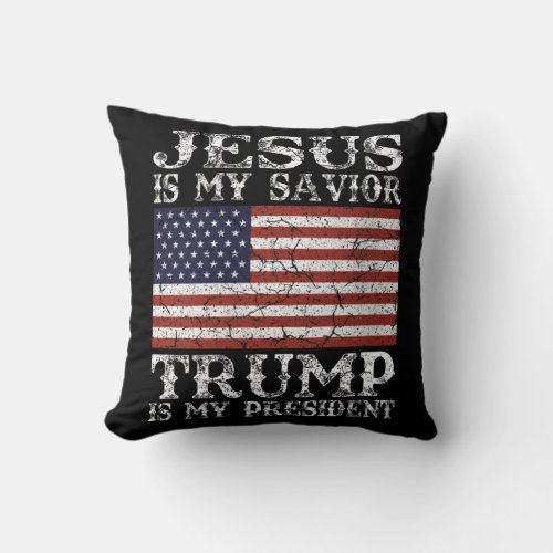 Womens Jesus Is My Savior Trump is My President 20 Throw Pillow