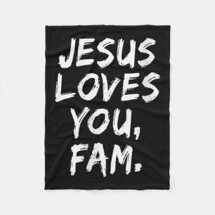 Womens Jesus Loves You Fam Christian Believer Fait Fleece Blanket