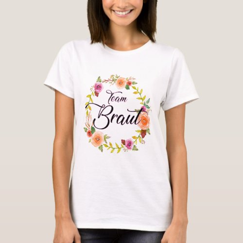 Womens JGA Stag Night Women Team Bride Flower Wrea T_Shirt